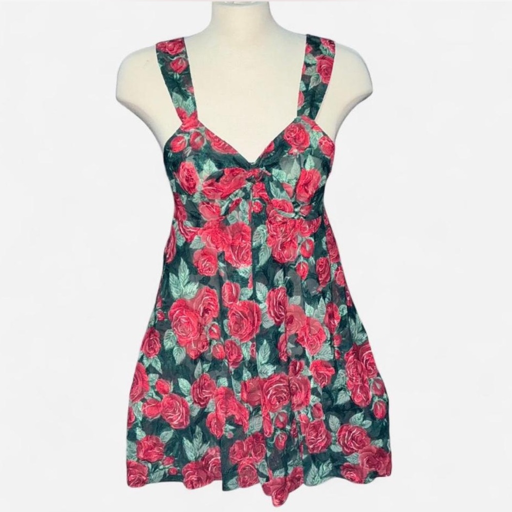 Vintage Victoria's Secret Red and Green Floral Lingerie